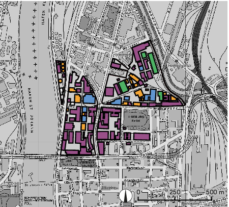 Das Produktionsgelände der chemischen Industrie im Basler Stadtteil Klybeck dehnte sich im Lauf von gut hundert Jahren über das ganze Quartier aus.