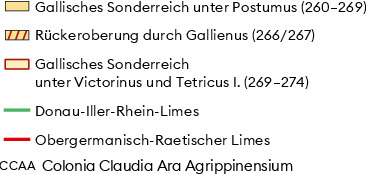 Territoriale Entwicklung des Gallischen Sonderreichs zwischen 260 und 274 n. Chr. Im Sommer 260 n. Chr. rebellierten Soldaten gegen Kaiser Gallienus und erhoben ihren General Postumus zum Gegenkaiser. Das Gallische Sonderreich erstreckte sich anfangs von Spanien bis zu den Britischen Inseln. Nur vierzehn Jahre später besiegte Kaiser Aurelian die Usurpatoren und behauptete die Macht Roms.