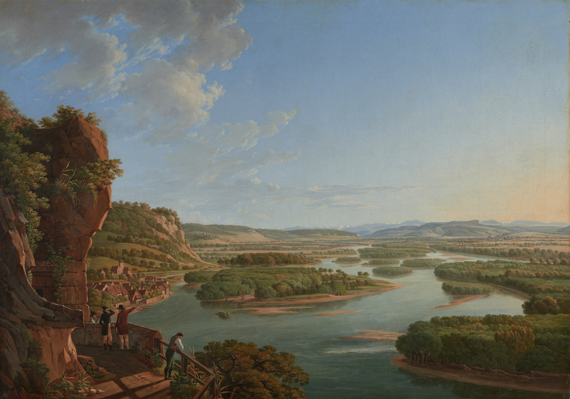Die Darstellung gibt eine Ahnung von den vielen Nebenarmen des Rheins in der direkten Umgebung der Stadt.