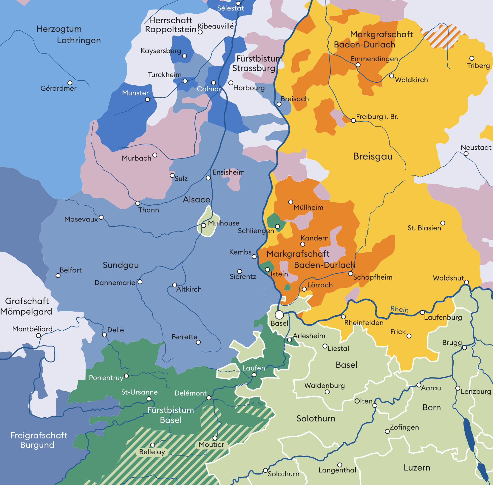 Infolge des Westfälischen Friedens verlor Habsburg den Sundgau an Frankreich. Fortan grenzte französisches Territorium unmittelbar an die Stadtgrenze. Der Oberrhein und die Waldstädte blieben aber Teil Vorderösterreichs, sodass sich eine komplexe, für Basel gleichermassen gefährliche wie chancenreiche Gemengelage ergab.