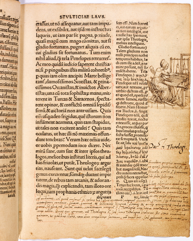 Die Federzeichnung gibt eine Vorstellung vom Aussehen eines zeitgenössischen Webstuhls.